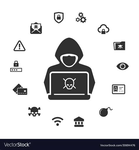 Computer Hacker Icon Anonymous Man With Mask On Vector Image