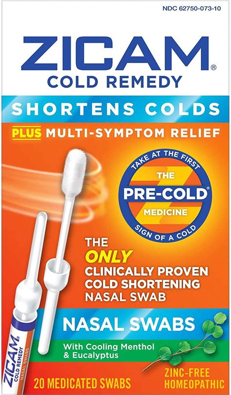 Zicam Cold Remedy Shortens Cold Medicated Nasal Swabs 20 Ct 7 Pack