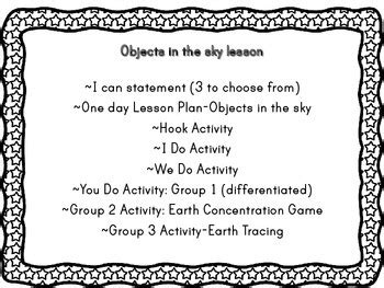 Objects in the sky (lesson plan and activities) by Oodles of fun