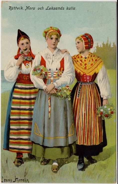 postcard time machine scandinavian costume swedish dress folk dresses