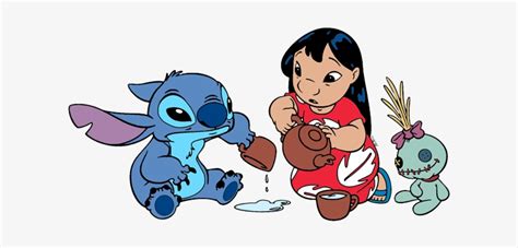 Stitch Lilo Stitch Having Tea With Scrump Lilo And Stitch Tea 609x314 Png Download Pngkit