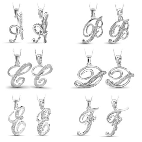 Jewelonfire Sterling Silver Diamond Accents A To Z Cursive Font
