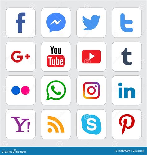 Popular Social Media Logos Set Editorial Stock Image Illustration Of