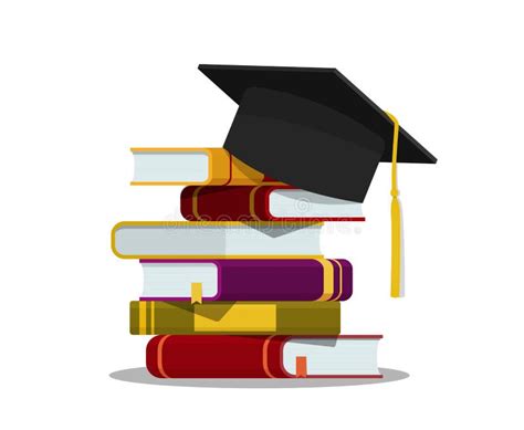 Pila De Libros Gorra De Graduación Concepto De Educación Sombrero De