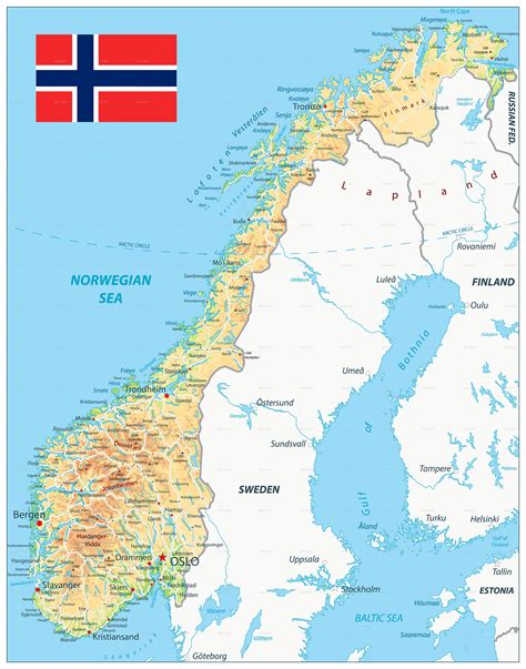 Norway Physical Map By Cartarium Graphicriver