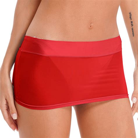 Women Sexy Semi See Through Mini Skirt Bodycon Skirt Nightwear Lingerie