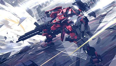 Red And Black Gundam Wallpaper Mech Digital Art Armored Core 1080p