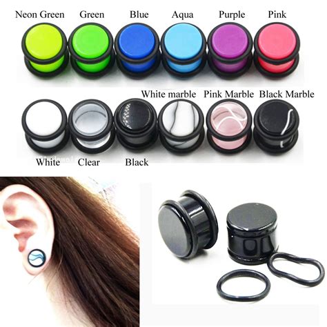 1 Pair UV Acrylic Ear Guage Tunnel Plug Kit Expander Flesh Tunnel