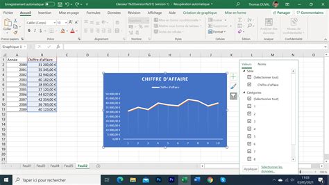 Créer un graphique avec Excel Cours débutant