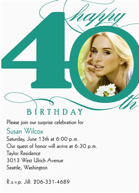 40th Birthday Invitation Cards Designs Birthdaybuzz