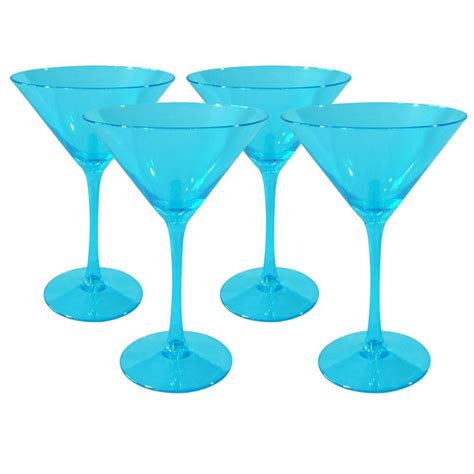 Artland 8 Oz Turquoise Martini Glasses Set Of 4 12522b The Home Depot
