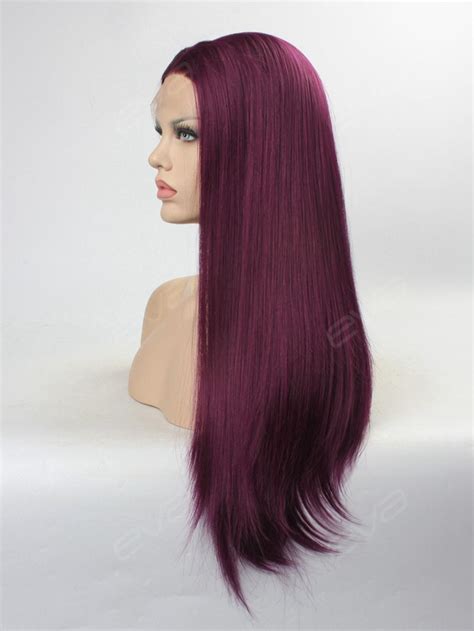 Deep Fuchsia Deep Pink Long Straight Synthetic Lace Front Wig All