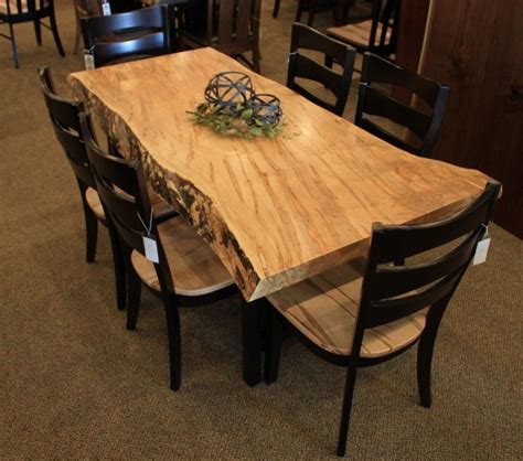 Understandably, many rustic edge tables wind up in formal dining rooms, but they're equally suitable for more casual settings including kitchens and breakfast nooks (see the. Wormy Maple Live Edge SLAB Table Set | Dining table in ...