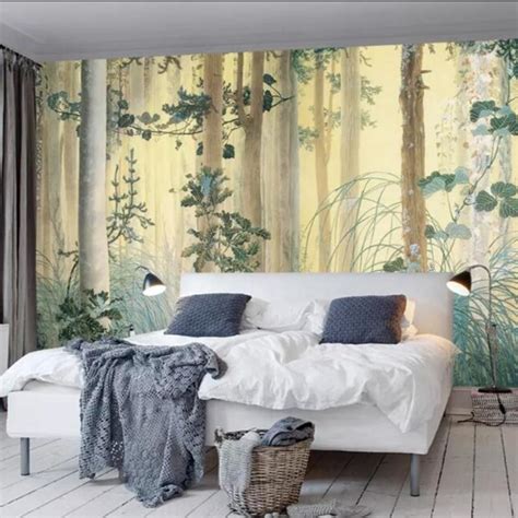 Custom Wallpaper Mural Forest Oil Painting Effect Bvm Home