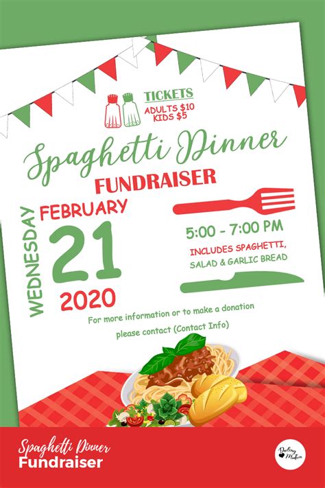 Spaghetti Dinner Fundraiser Flyer Template Printable Word Searches