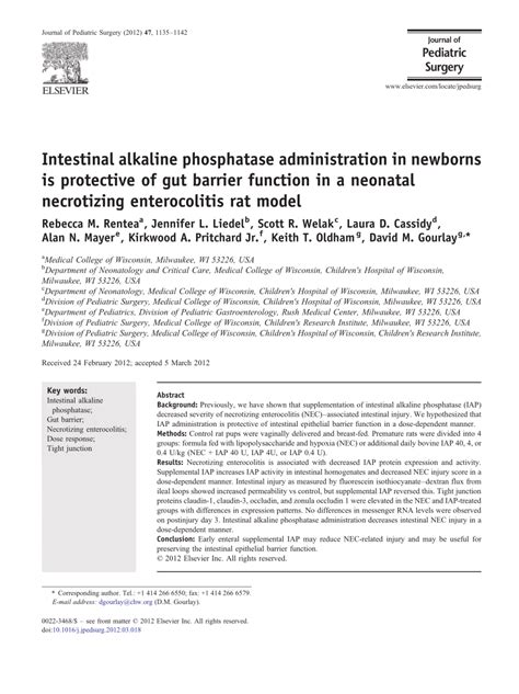 Pdf Intestinal Alkaline Phosphatase Administration In Newborns Is