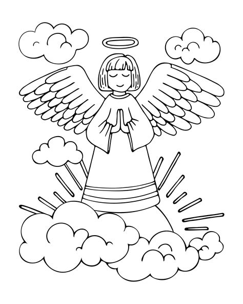 Premium Vector Angel Coloring Page Prayer For Peace In Heavenly