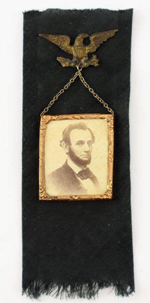 Abraham Lincoln Mourning Ribbon With Portrait Sold Civil War