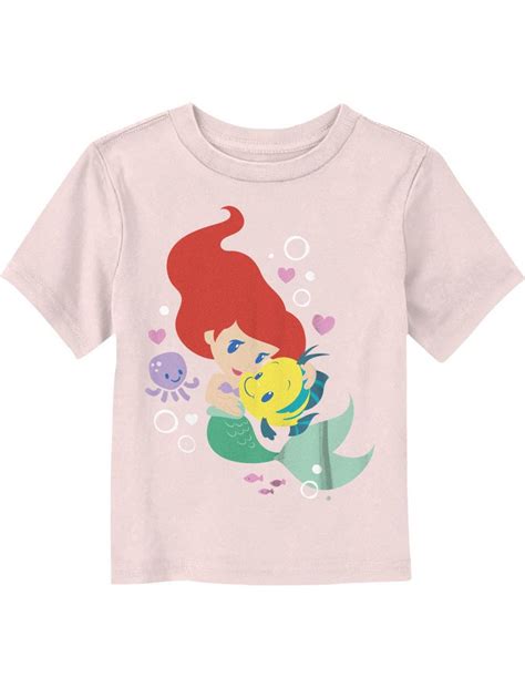 Disney The Little Mermaid Ariel Flounder Hug Toddler T Shirt Pink