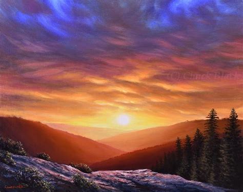 Sunset Over Mountains Painting At Explore