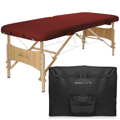 Saloniture Basic Portable Folding Massage Table Burgundy
