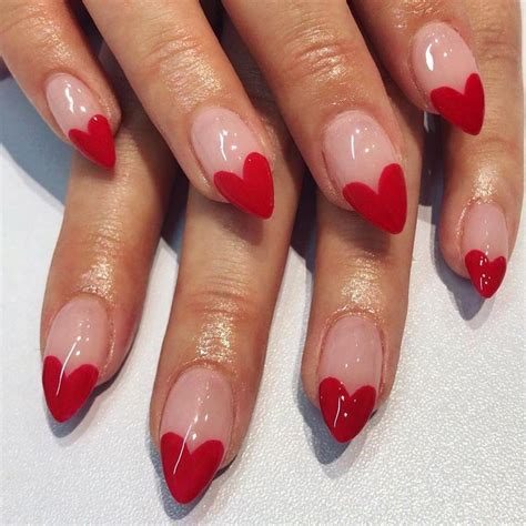 red heart shape nail art in 2020 valentines nails nail designs valentines heart nails