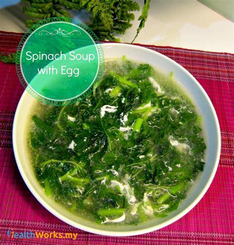 The egg and spinach are a great substitute for the noodles. Recipe: Spinach Soup with Egg | HealthWorks Malaysia