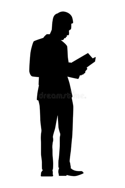 Standing Man With Book Silhouette Vector Stock Vector Illustration Of
