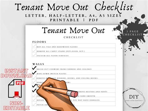 Move Out Checklist-Move Out List-Rental House-Rental Checklist-Rental