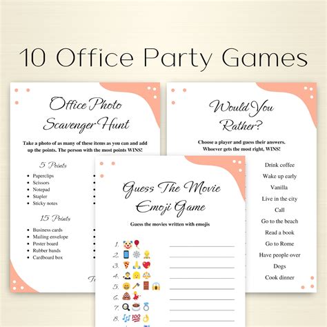 10 Printable Office Party Games Work Party Games Team Building Games