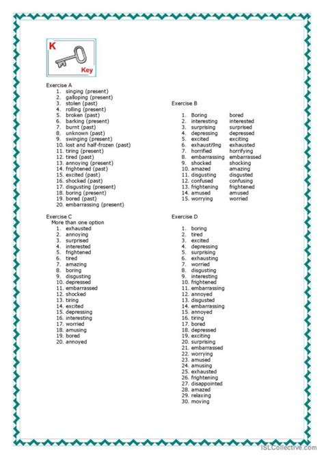 Present And Past Participles English Esl Worksheets Pdf And Doc