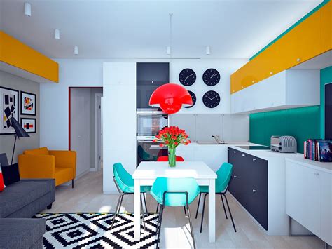 It can be anything from a vibrant piece of art on the walls to a bright carpet like this one in a living room designed by leanne ford interiors. Unique Studio apartment Design With Different Style in ...