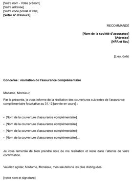 Lettre de résiliation assurance maladie | Janime
