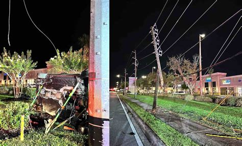 Car Rolls Over And Crashes Into Power Pole Downing Lines On Lee Road
