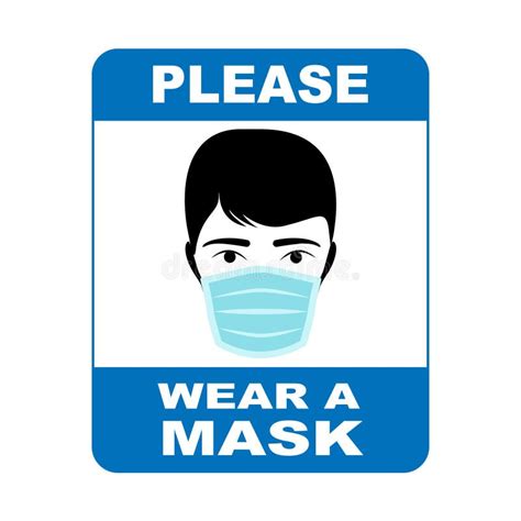 Please Wear A Mask Sign Stock Vector Illustration Of Print 181307540