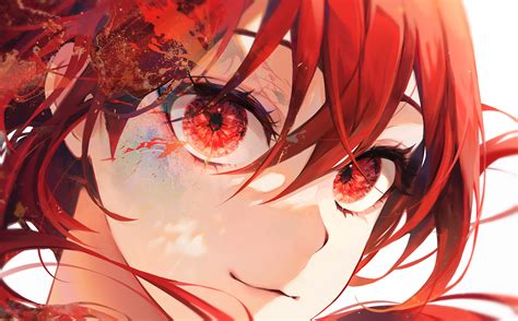 Anime Anime Girls Redhead Red Eyes Closeup Wallpaper Resolution3500x2178 Id1367686