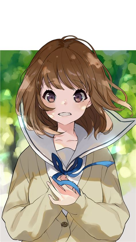 Download 2160x3840 Wallpaper Cute Anime Girl Minimal Short Hair 4к Sony Xperia Z5 Premium