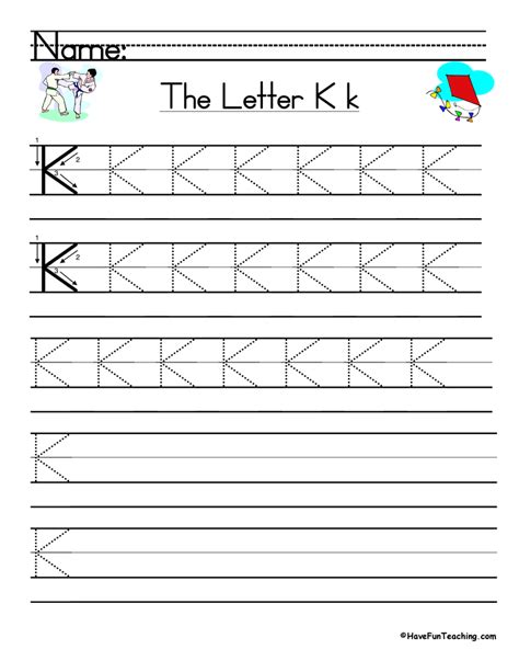 Letter K Handwriting Practice