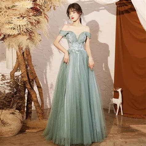 Elegant Sage Green Dancing Prom Dresses 2020 A Line Princess Off The