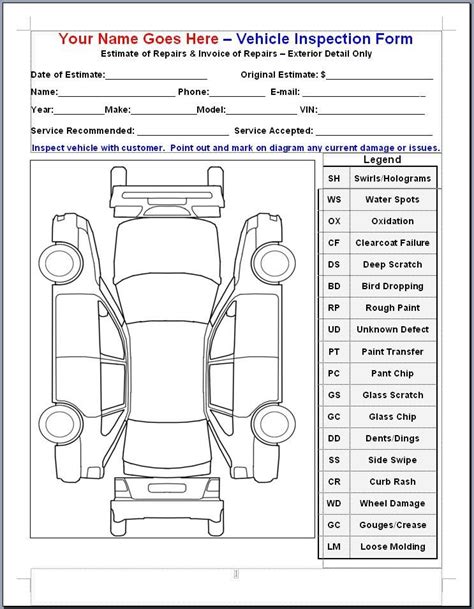 Checklist for disc brake and break pads inspection. Mike Phillips VIF or Vehicle Inspection Form | Vehicle inspection, Car detailing, Automotive ...