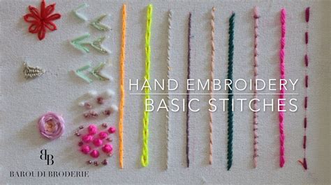 Hand Embroidery For Beginners Part 1 14 Basic Stitches With Drawing