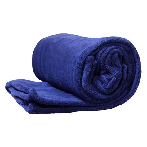 Buy 150 X 200cm Flannel Fleece Blanket Throw Dark Blue Online At