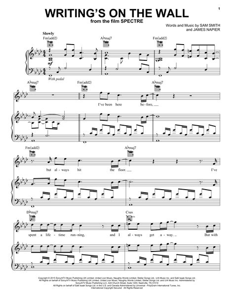 Stream songs including writing's on the wall. Writing's On The Wall Sheet Music | Sam Smith | Piano ...