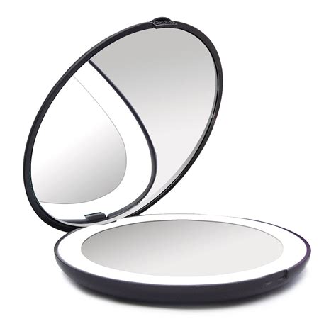 Led Compact Mirror Wobane Lighted Travel Mirror 10x Magnifying Handheld Double Sided