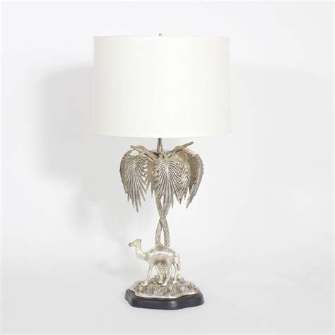 Pair Of Silvered Metal Palm Tree Lamps With Camel And Elephant At 1stdibs