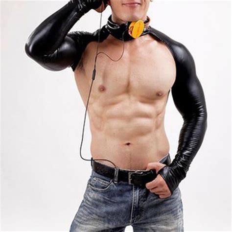 Male Erotic Latex Tops Arm Harness Belt Leather Fetish Men Body Cage Arm Harness Strap Rave