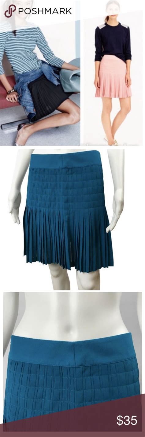 J Crew Lattice Pleated A Line Skirt In Teal Sz 2 A Line Skirts Flirty Skirts Skirts