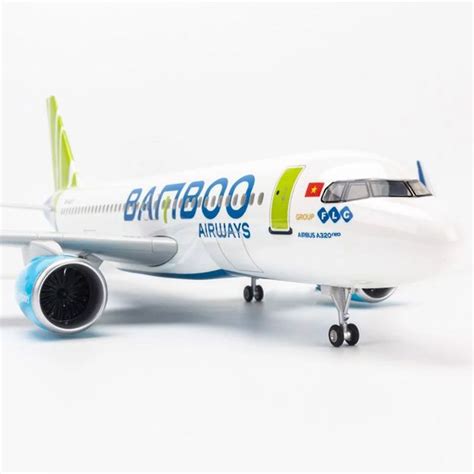 Mô Hình Máy Bay Lắp Ghép Bamboo Airways Airbus A320 47cm Chính Hãng
