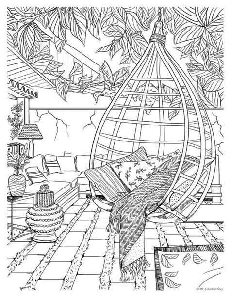 Aesthetic drawings coloring pages are a fun way for kids of all ages to develop creativity focus motor skills and color recognition. Bohemian Patio Design Adult Coloring Page | Coloring pages ...
