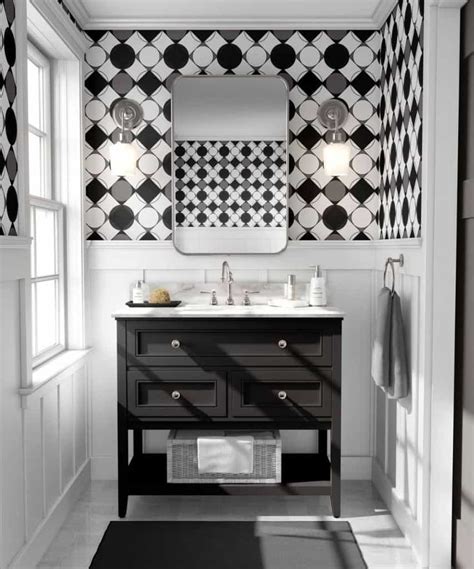 Bathroom Wallpaper Black And White Image To U